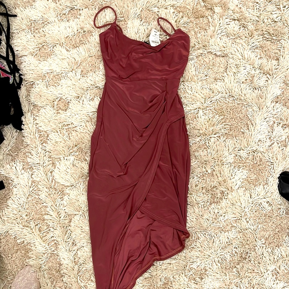 NWT Moment of Glam Cowl Neck Midi Dress WINDSOR MAUVE DRESS Size XS